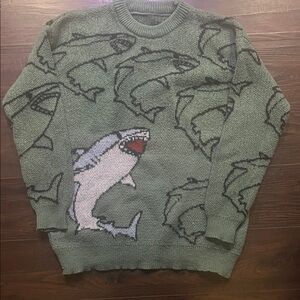 Green Shark Pattern Sweater